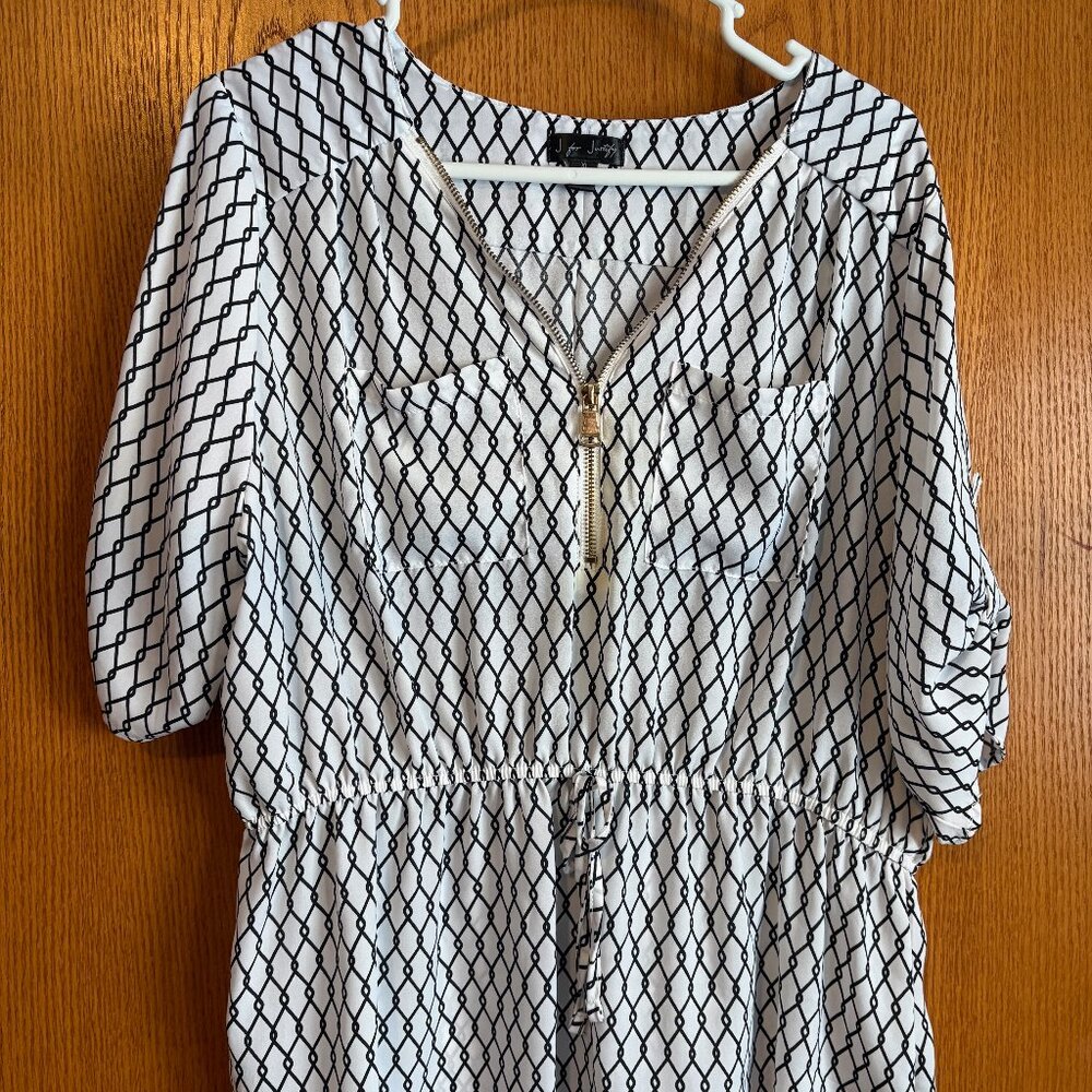 White + Black Patterned Blouse